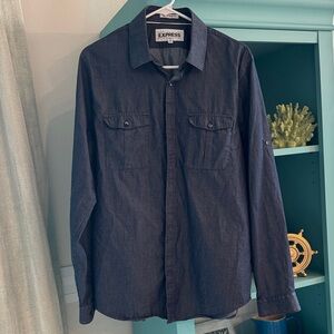 Express Navy Button Down Shirt Large